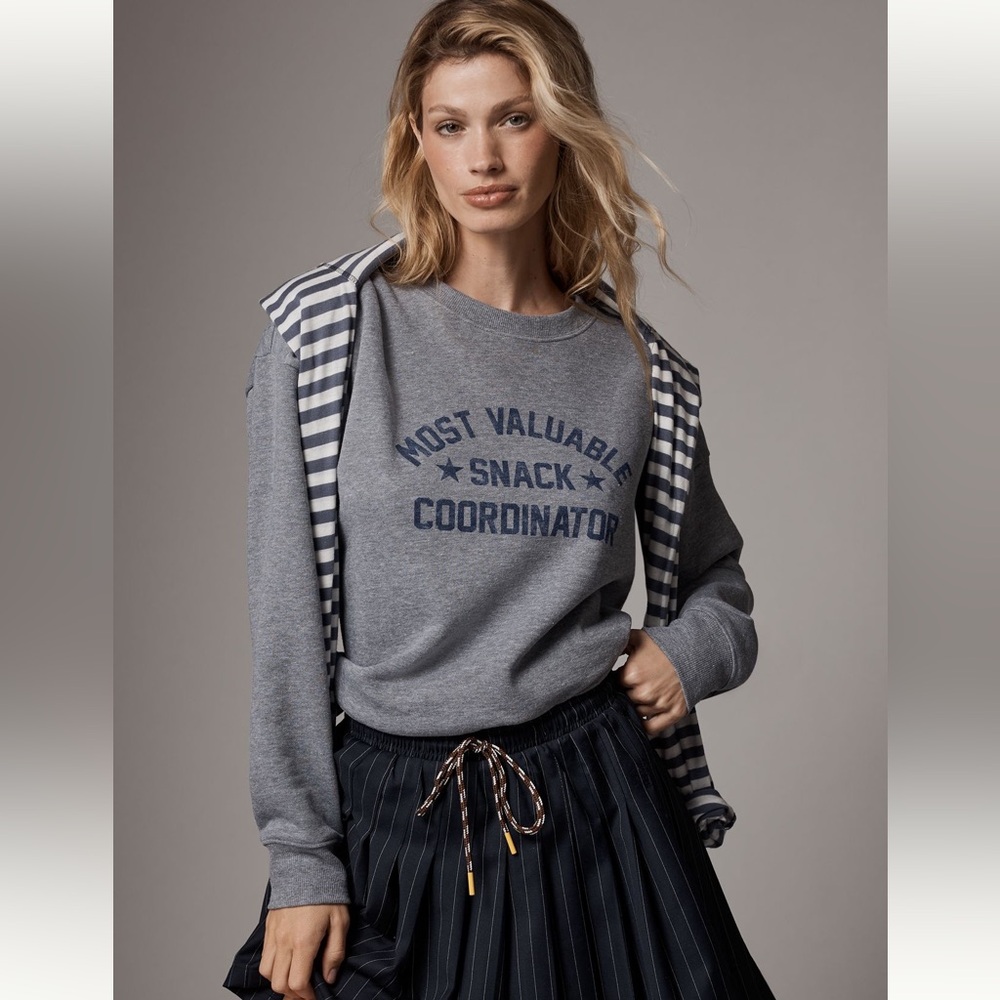 Anthropologie NWT MVP “Snack Coordinator Sz S sweatshirt; All 5 star top ratings